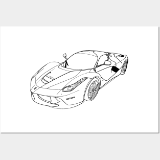 La Ferrari Wireframe Drawing Posters and Art